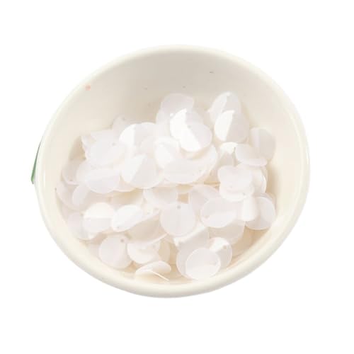 Loacea 10 g gefaltete ovale PVC-Pailletten mit seitlichem Loch, 10 mm matte Pailletten for Kopfbedeckungen und Kleidungszubehör(Matt White) von Loacea