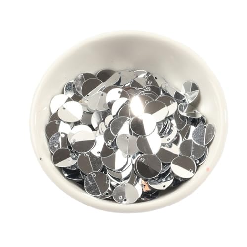 Loacea 10 g gefaltete ovale PVC-Pailletten mit seitlichem Loch, 10 mm matte Pailletten for Kopfbedeckungen und Kleidungszubehör(Silver) von Loacea