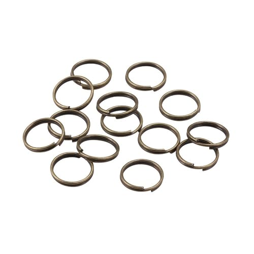 Loacea 200 Stück offene Geteilte Verbinder for Schmuck-Schlüsselanhänger, 5/6/7/8/10/12/20 mm, Kupfer-Doppelschlaufen-Biegeringe(Antique Bronze,8mm x 0.7mm) von Loacea