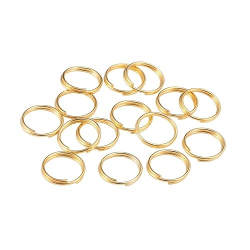 Loacea 200 Stück offene Geteilte Verbinder for Schmuck-Schlüsselanhänger, 5/6/7/8/10/12/20 mm, Kupfer-Doppelschlaufen-Biegeringe(Gold,10mm x 0.7mm) von Loacea