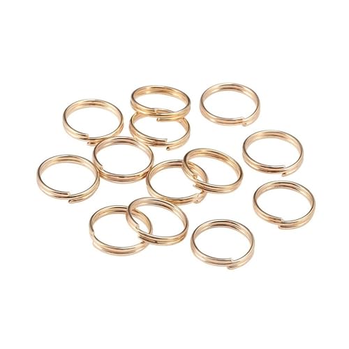 Loacea 200 Stück offene Geteilte Verbinder for Schmuck-Schlüsselanhänger, 5/6/7/8/10/12/20 mm, Kupfer-Doppelschlaufen-Biegeringe(Light Gold,8mm x 0.7mm) von Loacea