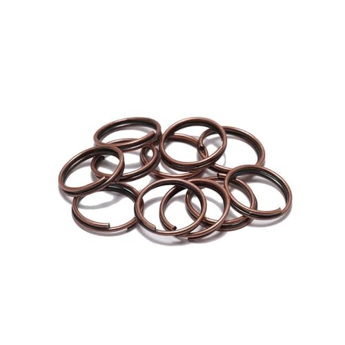Loacea 200 Stück offene Geteilte Verbinder for Schmuck-Schlüsselanhänger, 5/6/7/8/10/12/20 mm, Kupfer-Doppelschlaufen-Biegeringe(Red Copper,12mm x 0.7mm) von Loacea
