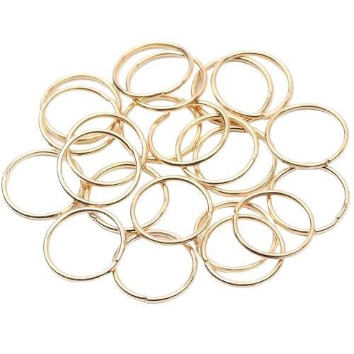 Loacea 30 Stück offene Biegeringe, Gold/Silber/Weiß, 12/14/16 mm Durchmesser, stabile Spaltringe aus Eisenlegierung for Heimwerker(Light Gold,14mm) von Loacea