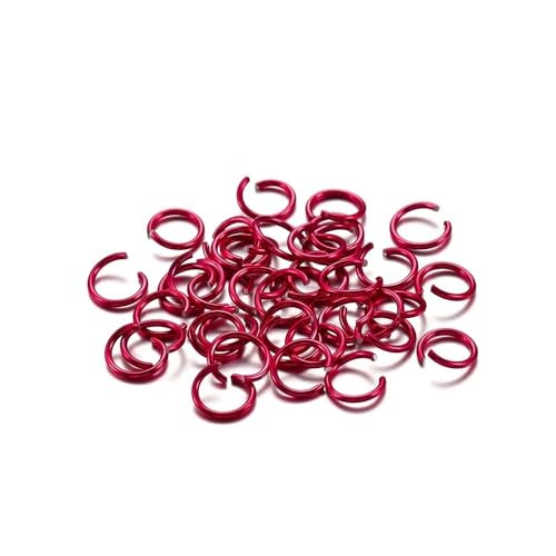 Loacea 300 Stück Bunte Aluminium-Split-Biegeringe, 6 mm, 8 mm, 10 mm Durchmesser, offene Verbinder for Schmuckherstellung(Dark Rose,6mm) von Loacea