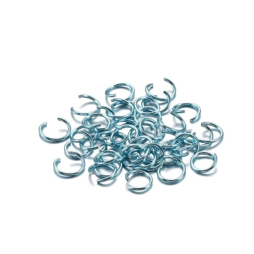 Loacea 300 Stück Bunte Aluminium-Split-Biegeringe, 6 mm, 8 mm, 10 mm Durchmesser, offene Verbinder for Schmuckherstellung(Light Blue,6mm) von Loacea