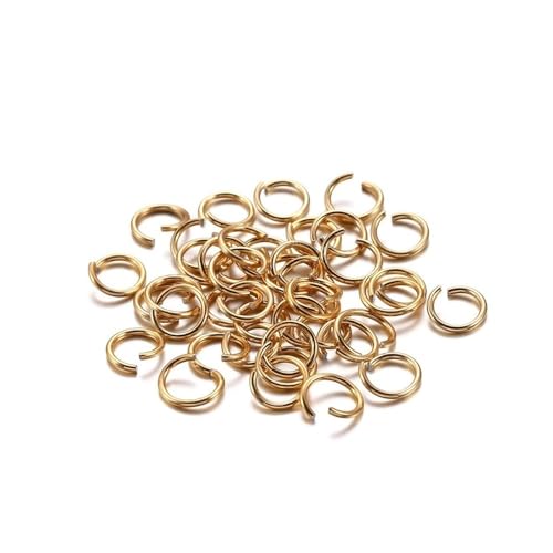 Loacea 300 Stück Bunte Aluminium-Split-Biegeringe, 6 mm, 8 mm, 10 mm Durchmesser, offene Verbinder for Schmuckherstellung(Light Gold,6mm) von Loacea
