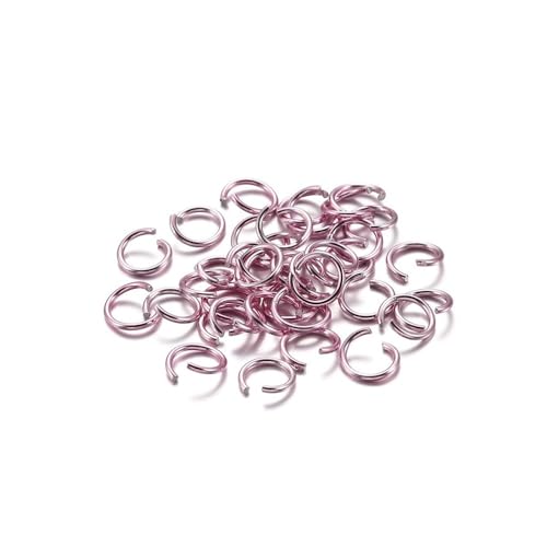 Loacea 300 Stück Bunte Aluminium-Split-Biegeringe, 6 mm, 8 mm, 10 mm Durchmesser, offene Verbinder for Schmuckherstellung(Light Pink,6mm) von Loacea
