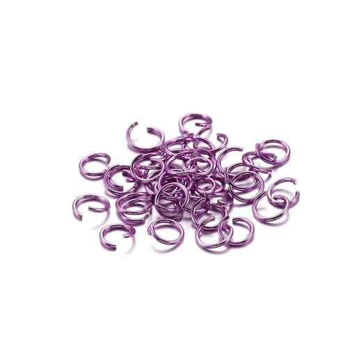 Loacea 300 Stück Bunte Aluminium-Split-Biegeringe, 6 mm, 8 mm, 10 mm Durchmesser, offene Verbinder for Schmuckherstellung(Purple,6mm) von Loacea