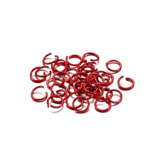 Loacea 300 Stück Bunte Aluminium-Split-Biegeringe, 6 mm, 8 mm, 10 mm Durchmesser, offene Verbinder for Schmuckherstellung(Red,6mm) von Loacea