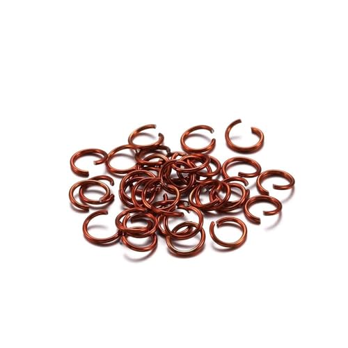 Loacea 300 Stück Bunte Aluminium-Split-Biegeringe, 6 mm, 8 mm, 10 mm Durchmesser, offene Verbinder for Schmuckherstellung(Red Copper,6mm) von Loacea