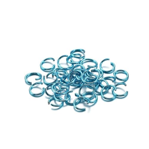 Loacea 300 Stück Bunte Aluminium-Split-Biegeringe, 6 mm, 8 mm, 10 mm Durchmesser, offene Verbinder for Schmuckherstellung(Sky Blue,8mm) von Loacea