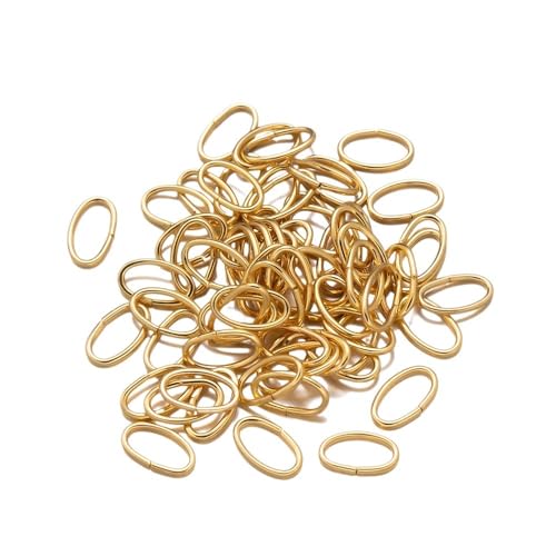 Loacea 50 Stück ovale Biegeringe aus goldfarbenem Edelstahl, 4 x 5 mm, 6 x 8 mm, silberner Verbindungsring for selbstgemachte Schlüsselanhänger(Gold,6x8mm) von Loacea