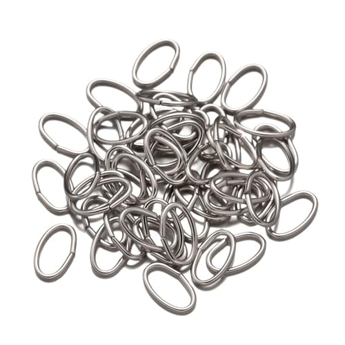 Loacea 50 Stück ovale Biegeringe aus goldfarbenem Edelstahl, 4 x 5 mm, 6 x 8 mm, silberner Verbindungsring for selbstgemachte Schlüsselanhänger(Silver,4x6mm) von Loacea