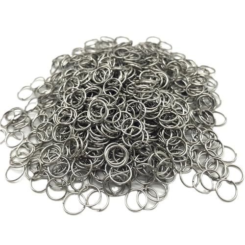 Loacea Biegeringe aus Zinklegierung, 4 mm, 6 mm, 8 mm, 10 mm, grau-rot, offene Geteilte Verbinder for Schlüsselanhänger, Bastelarbeiten, 100 Stück(Dark Silver,10mm) von Loacea