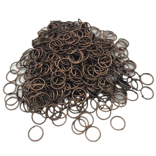 Loacea Biegeringe aus Zinklegierung, 4 mm, 6 mm, 8 mm, 10 mm, grau-rot, offene Geteilte Verbinder for Schlüsselanhänger, Bastelarbeiten, 100 Stück(Red Copper,6mm) von Loacea