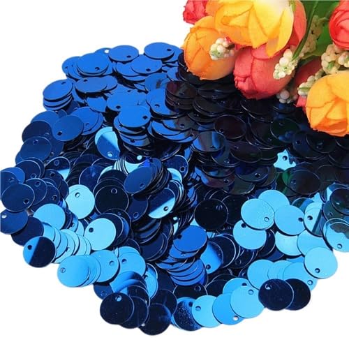 Loacea Flache, runde PVC-Pailletten mit kleinem Loch, 50 g kreisförmige, flache Pailletten for Nähen und Basteln bei Hochzeiten(Blue,30mm) von Loacea
