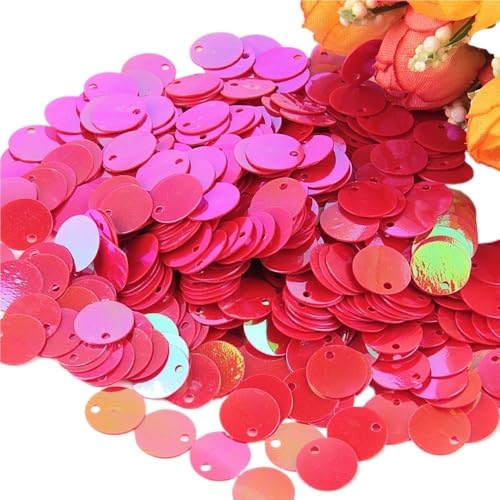 Loacea Flache, runde PVC-Pailletten mit kleinem Loch, 50 g kreisförmige, flache Pailletten for Nähen und Basteln bei Hochzeiten(Crimson,20mm) von Loacea