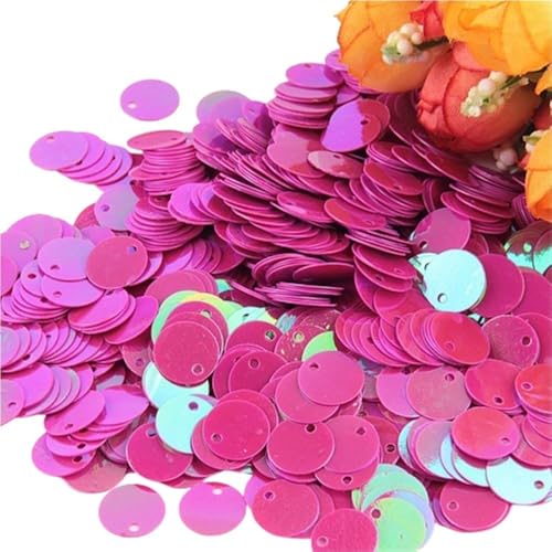 Loacea Flache, runde PVC-Pailletten mit kleinem Loch, 50 g kreisförmige, flache Pailletten for Nähen und Basteln bei Hochzeiten(DeepPink,20mm) von Loacea