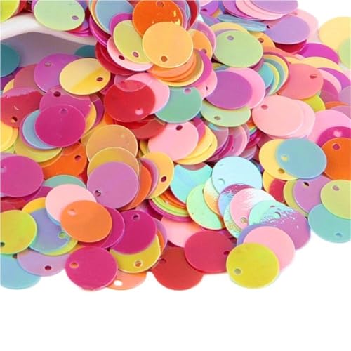 Loacea Flache, runde PVC-Pailletten mit kleinem Loch, 50 g kreisförmige, flache Pailletten for Nähen und Basteln bei Hochzeiten(Peach pink,15mm) von Loacea