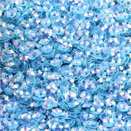 Loacea Lose PVC-Pailletten in Blumenform, 6 mm, leicht, for Nageldekorationen, Bastelarbeiten, 10/20/50 g(Blue gold,20) von Loacea