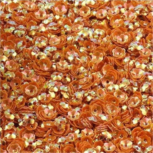 Loacea Lose PVC-Pailletten in Blumenform, 6 mm, leicht, for Nageldekorationen, Bastelarbeiten, 10/20/50 g(Orange goold,50) von Loacea