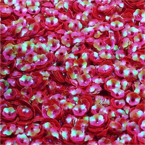 Loacea Lose PVC-Pailletten in Blumenform, 6 mm, leicht, for Nageldekorationen, Bastelarbeiten, 10/20/50 g(Red,10) von Loacea