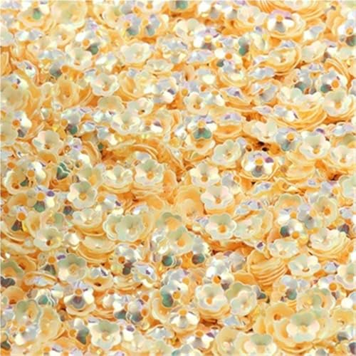 Loacea Lose PVC-Pailletten in Blumenform, 6 mm, leicht, for Nageldekorationen, Bastelarbeiten, 10/20/50 g(Yellow gold,10) von Loacea
