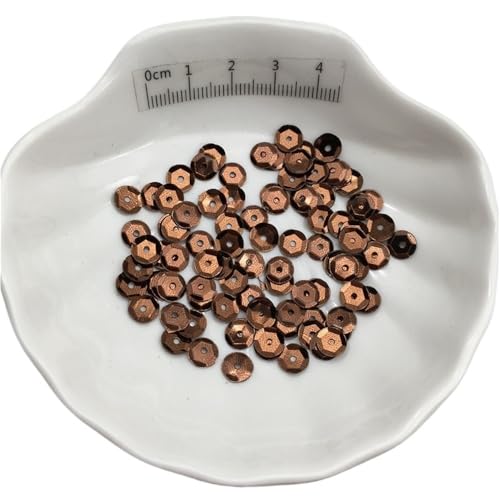 Loacea PVC-Cup-Pailletten, schillernd, Silberbasis, 10 g, runde Glitzerflocken for handgefertigte DIY-Accessoires(Brown,4mm) von Loacea