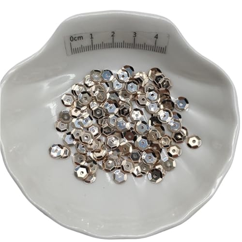 Loacea PVC-Cup-Pailletten, schillernd, Silberbasis, 10 g, runde Glitzerflocken for handgefertigte DIY-Accessoires(Champagne,4mm) von Loacea
