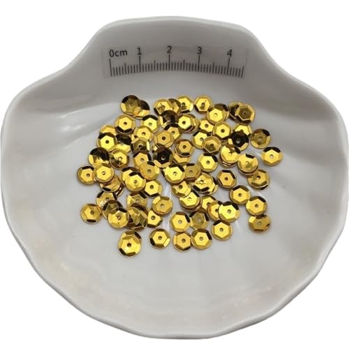 Loacea PVC-Cup-Pailletten, schillernd, Silberbasis, 10 g, runde Glitzerflocken for handgefertigte DIY-Accessoires(Dark Gold,4mm) von Loacea