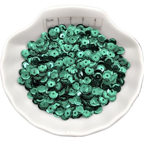 Loacea PVC-Cup-Pailletten, schillernd, Silberbasis, 10 g, runde Glitzerflocken for handgefertigte DIY-Accessoires(Dark Green,6mm) von Loacea