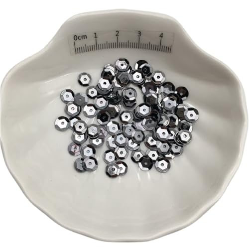 Loacea PVC-Cup-Pailletten, schillernd, Silberbasis, 10 g, runde Glitzerflocken for handgefertigte DIY-Accessoires(Gray,6mm) von Loacea