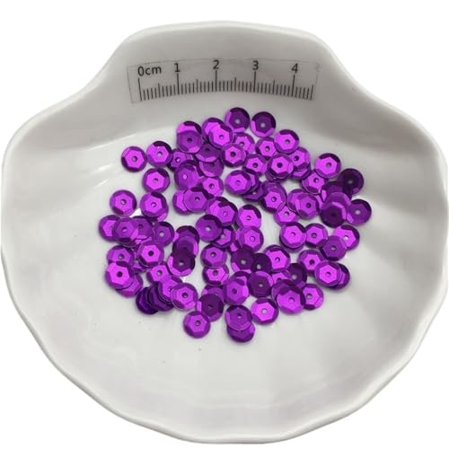 Loacea PVC-Cup-Pailletten, schillernd, Silberbasis, 10 g, runde Glitzerflocken for handgefertigte DIY-Accessoires(Purple,6mm) von Loacea