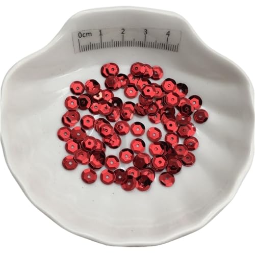 Loacea PVC-Cup-Pailletten, schillernd, Silberbasis, 10 g, runde Glitzerflocken for handgefertigte DIY-Accessoires(Red,6mm) von Loacea