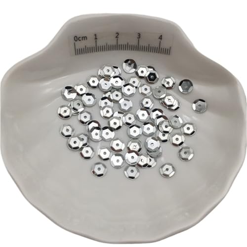 Loacea PVC-Cup-Pailletten, schillernd, Silberbasis, 10 g, runde Glitzerflocken for handgefertigte DIY-Accessoires(Silver,4mm) von Loacea