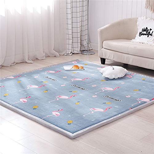 Loartee Kinderteppich Kinderzimmer,Baby Teppich,Korallenrote Samtmatte,als Krabbeldecke fürs Kind, Flamingo, 150x200cm von Loartee