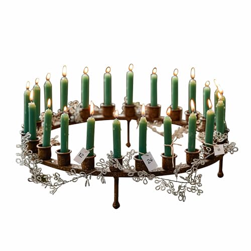 LOBERON Kerzenkranz Margarit, 24 Kerzenhalter, in Handarbeit gefertigt, Edelrost-Finish, Weihnachtsbeleuchtung, Weihnachtsdekoration, Weihnachten, Eisen, antikbraun von Loberon
