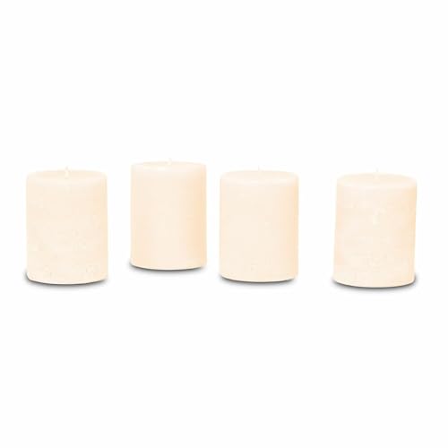 Loberon Kerze 4er Set Virrans, Handgearbeitete Echtwachskerzen, Durchgefärbt, Lange Brenndauer, Adventskerzen, Adventskranz, Stumpenkerzen, Paraffinwachs, Creme von Loberon