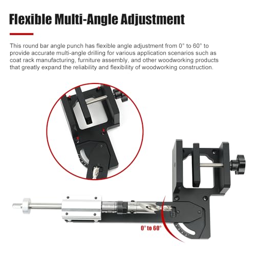 Woodworking Cloak Rack Hole Punch Multi-Angle Adjustable Round Bar Hole Puncher Electric Drill Drive Hole Punch Tool for Coat Rack & Furniture Assembly (mehrfarbig) von Loboo Idea