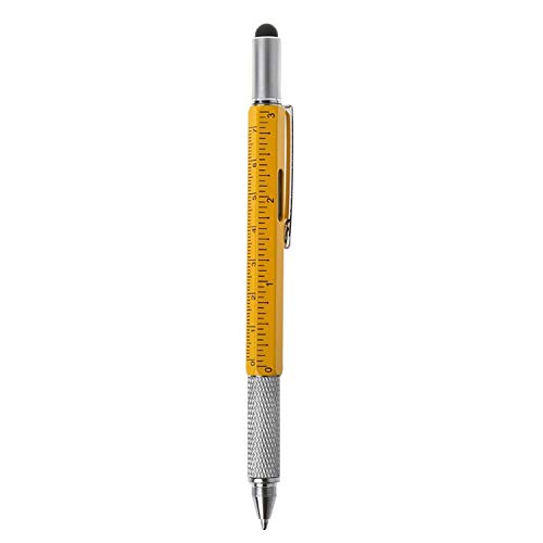 Lobwerk 6 in 1 Stift Kugelschreiber Tool-Pen Wasserwaage Touch Pen Schraubendreher Lineal (Gelb) von Lobwerk