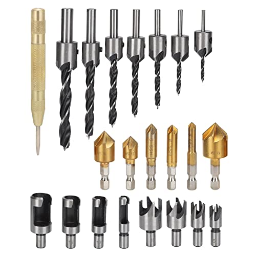 LOCADENCE 23Pcs Holzbearbeitungsschaltigungswerkzeuge, Einschließlich Countersink Bohrer, 5 Flöten Countersink Bohrer, Steckerschneider, L Formschlüssel, Automatischer Mittelpunsch LOCADENCE 23Pcs Holzbearbeitungsschaltigungswerkzeuge, Einschließlich Countersink Bohrer, 5 Flöten Countersink Bohrer, Steckerschneider, L Formschlüssel, Automatischer Mittelpunsch von Locadence