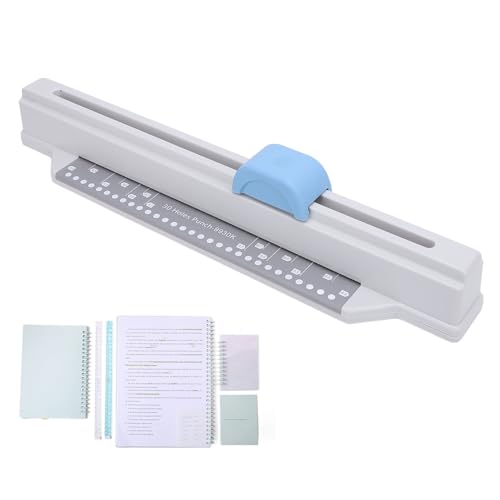 LOCADENCE 30 Facher Locher für Loseblattpapier und Tagebücher, 5 Blatt Kapazität, 6,5 mm Tiefe, 9,5 mm Abstand, Mehrfachlocher für A4 B5 A5 B6 A6 B7 A7 von Locadence