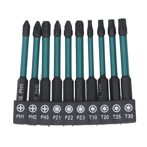 LOCADENCE10PCS 1/4 Zoll Sechskant Schaftschraubendreher Bit Set, schwarzer Phosphating -Sechskantschlüssel -Bohrer -Set, S2 -Legierungstahl -Stahl -Schlagwiderstände Treiber Bit von Locadence