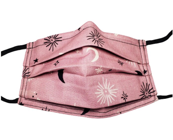 Dusty Pink Moons Maske Verstellbare Wiederverwendbare Gesichtsmaske Mit Nasennadel Draht Und Filterfach 100% Baumwolle Doppellagig von LochNessLocker