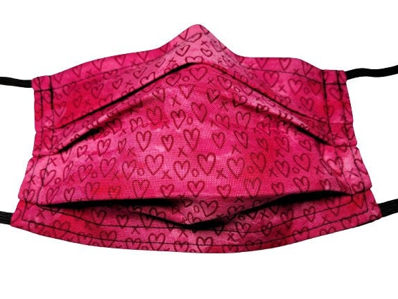 Himbeerherzen Valentinsmaske Wiederverstellbare Gesichtsmaske Mit Nasennadel Draht Und Filterfach von LochNessLocker