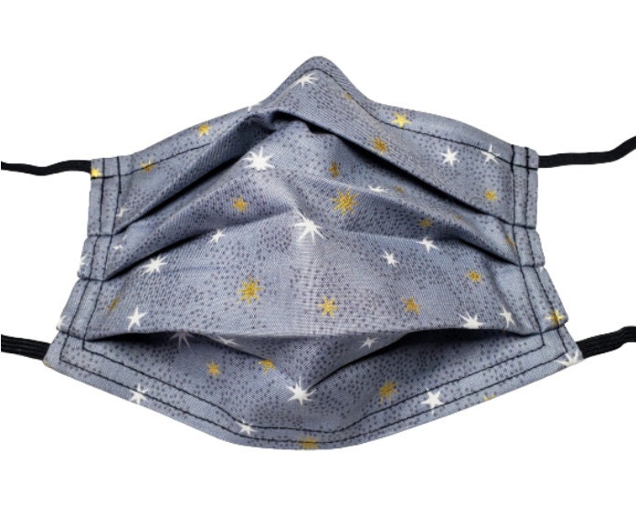 Metallic Foggy Stars Maske Verstellbar Wiederverwendbare Gesichtsmaske Mit Nasennadel Draht Und Filterfach 100% Baumwolle Doppellagig von LochNessLocker