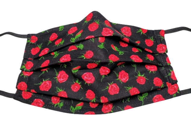 Rote Rosen Maske Wiederverwendbar Verstellbare Gesichtsmaske Mit Nasennadel Draht Und Filterfach 2 Lagen 100% Baumwolle von LochNessLocker