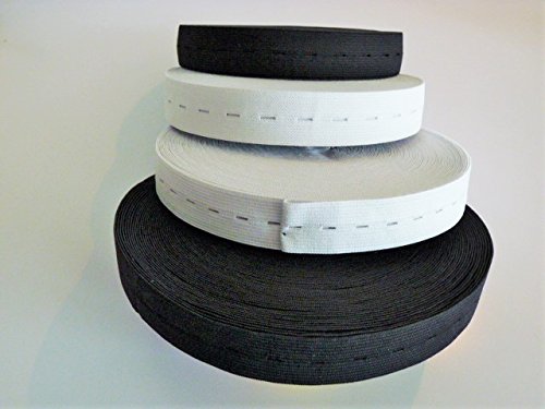 Weis Elastikband perforiert auf Rolle 25m schwarz oder weiß 10mm von Lochgummi