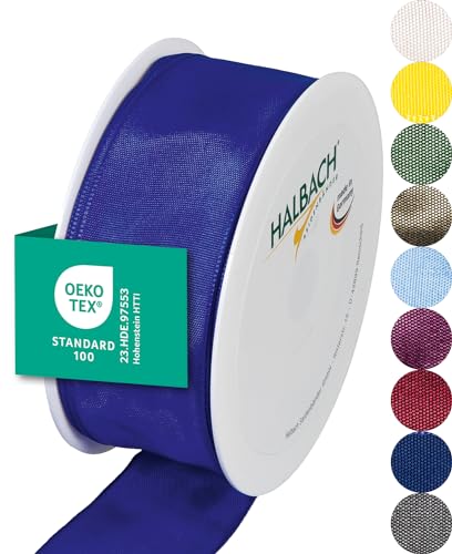 Halbach Seidenbänder Premium Geschenkband mit Drahtkante | Breite 40mm Länge 25m | Öko-Tex 100 zertifiziertes Schleifenband | Taftband Made in Germany, Farbe: blau Halbach Seidenbänder Premium Geschenkband mit Drahtkante | Breite 40mm Länge 25m | Öko-Tex 100 zertifiziertes Schleifenband | Taftband Made in Germany, Farbe: blau von Halbach Seidenbänder