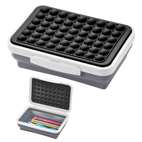 LockerMate by Bostitch Erweiterbare Stiftebox mit Pop-It Top Faltbares Federmäppchen für Handwerk und Schulbedarf, Schwarz/Weiß von LockerMate